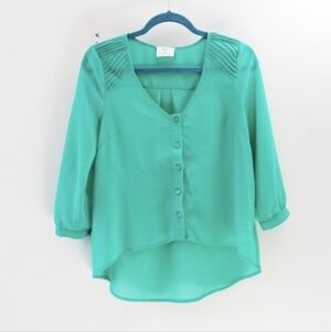 UO Pins & Needles Sheer Blouse Button Down in Size (S) EUC